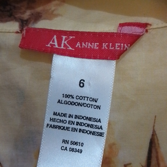 C1💐Anne Klein 6 sleeveless sheer house/tree pattern top - Picture 2 of 8